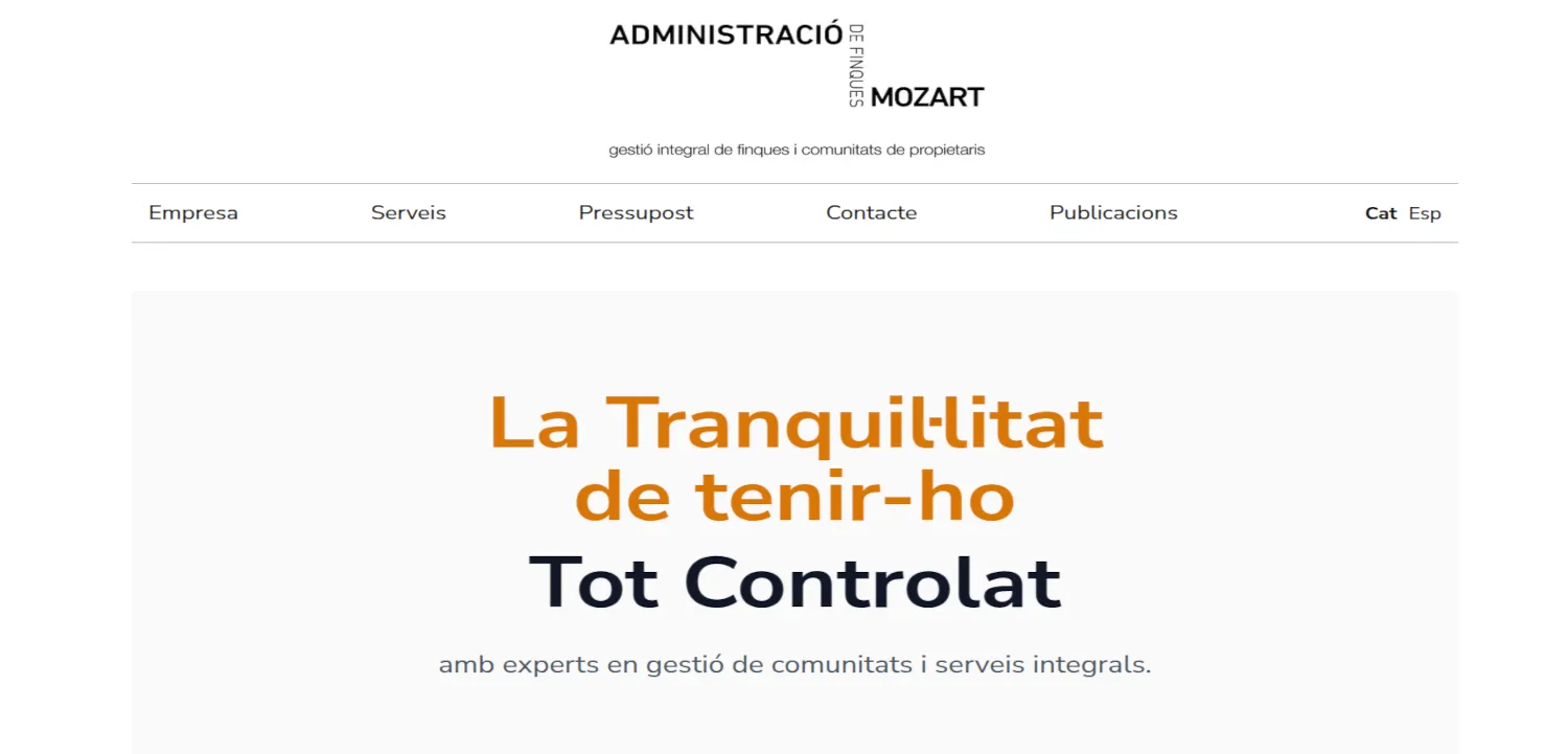 Finques Mozart home page screenshot